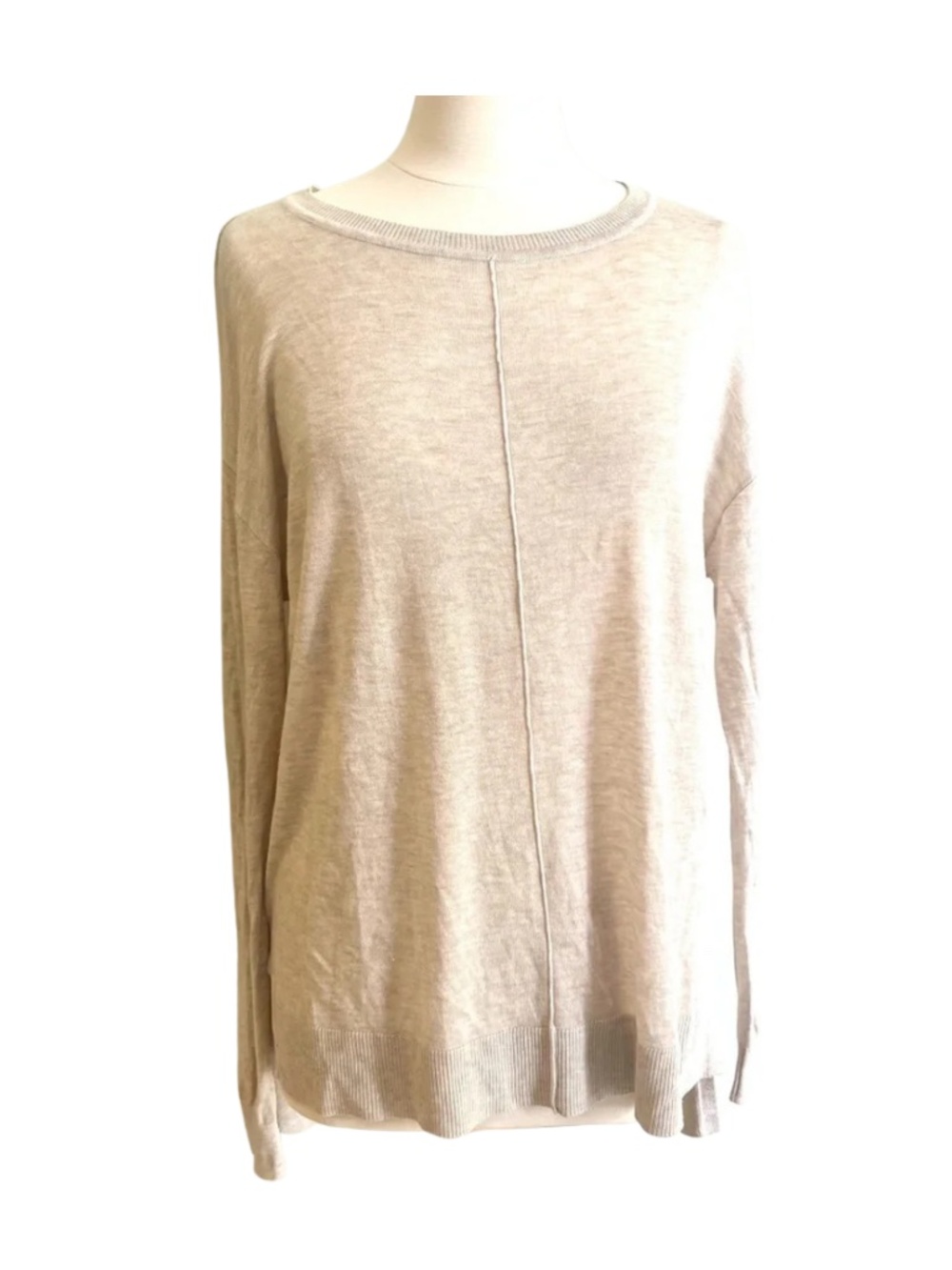 H&M Beige Lightweight Sheer Knit Loose Fit Sweater